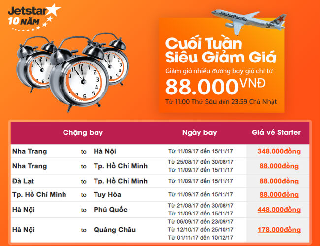 Cuối tuần siêu giảm giá cùng Jetstar Pacific