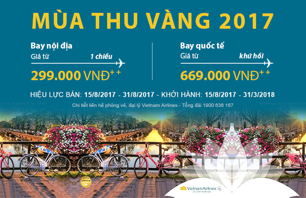 Vietnam Airlines khuyến mãi toàn mạng bay giá từ 299,000 VNĐ!