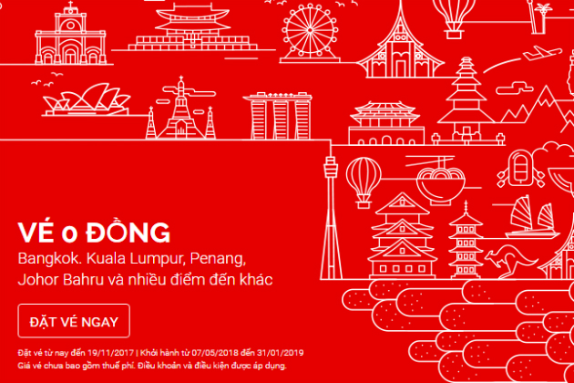 Đặt ngay bay liền cùng Air Asia chỉ từ 0 đồng