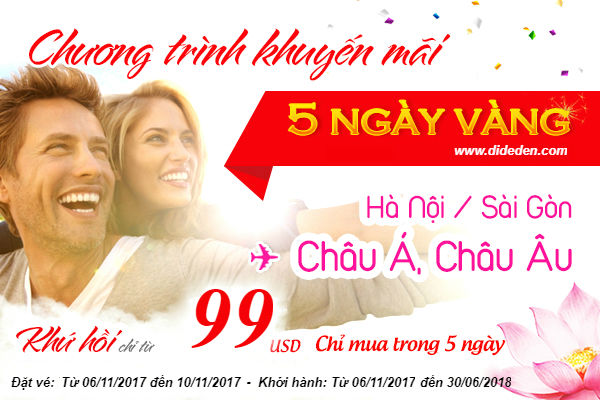 Bay thả ga châu Á, Âu cùng vé khứ hồi cực rẻ Vietnam Airlines