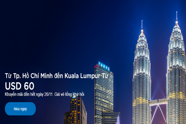 Bay quốc tế cùng Malaysia Airlines giá chỉ từ 60 USD